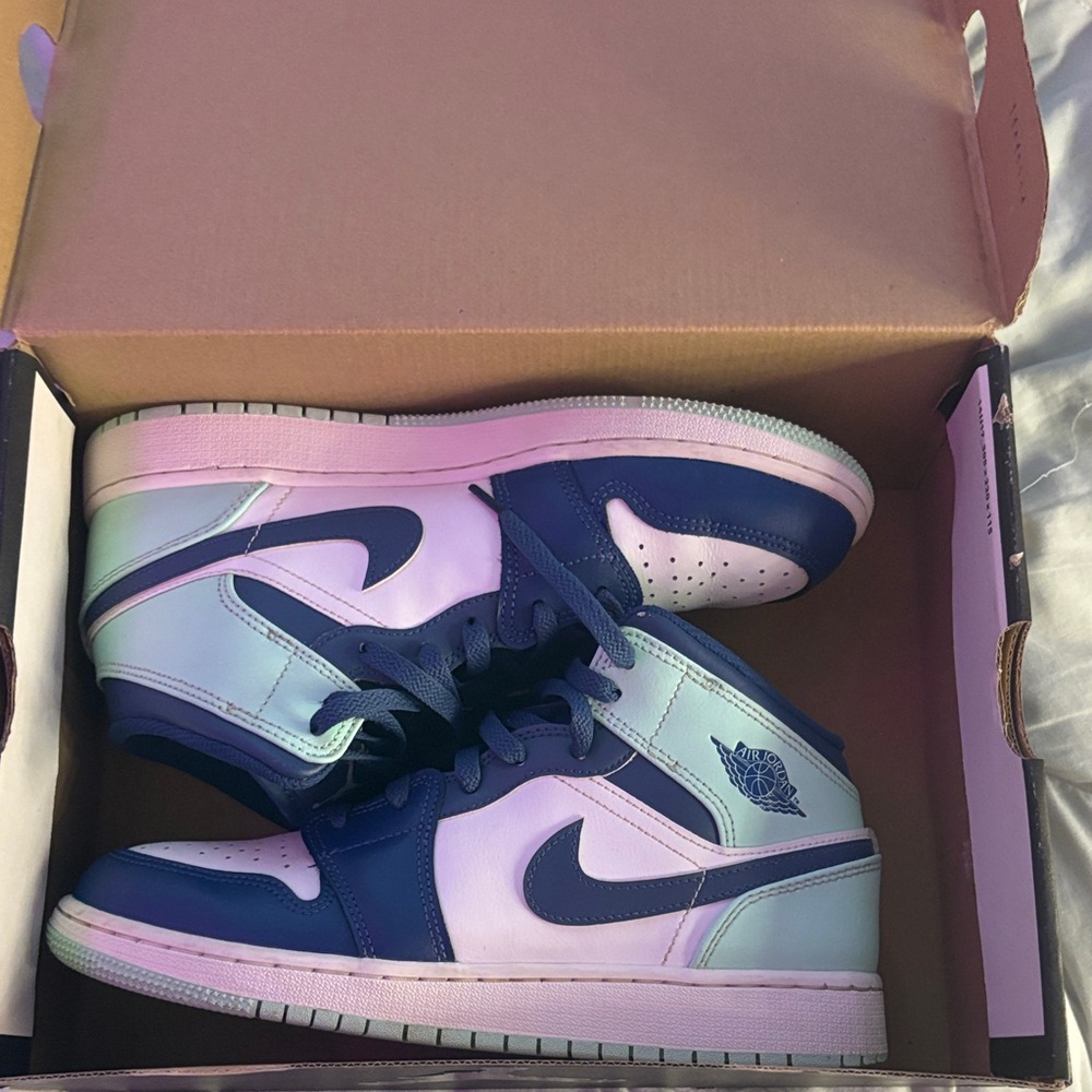 Nike Air Jordan Mid Sneakers in Blue and White